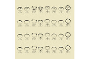Collection of smile icons, faces of men