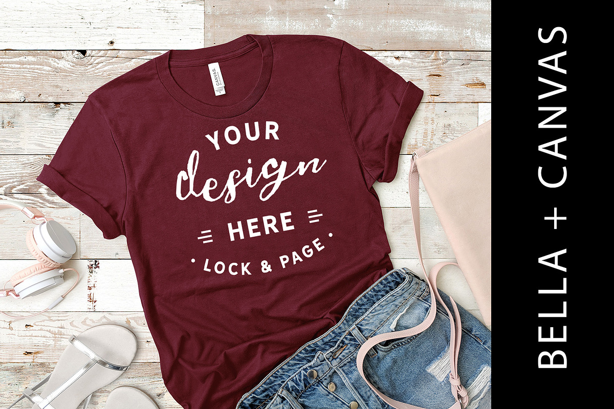 Maroon Bella Canvas TShirt Mockup in Product Mockups - product preview 8