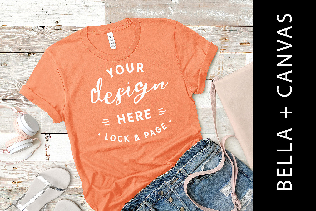 Coral Bella Canvas TShirt Mockup in Product Mockups - product preview 8