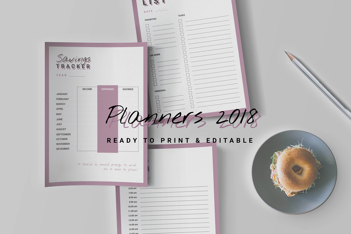 Editable/Printable Planners 2018 in Stationery Templates - product preview 8