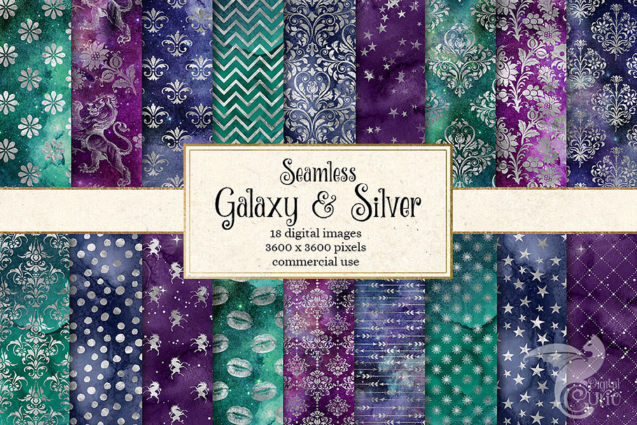 Galaxy and Silver Digital Paper
