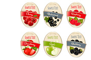 Set of labels of berries and fruit. 