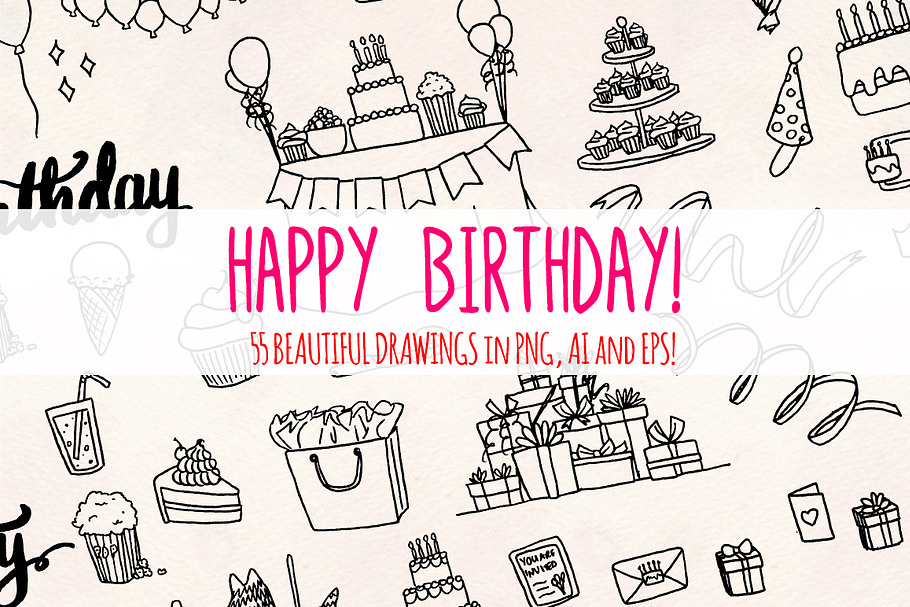 55 Birthday Party Vector Sketches in Illustrations - product preview 8