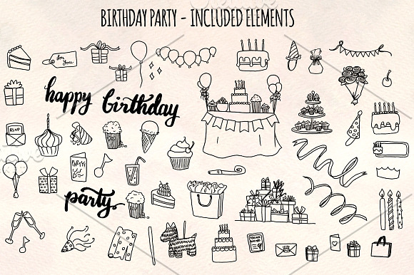 55 Birthday Party Vector Sketches in Illustrations - product preview 1