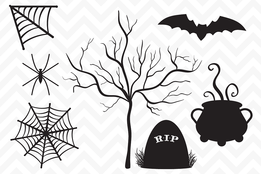 Clip Art Vector Halloween Silhouette in Illustrations - product preview 8