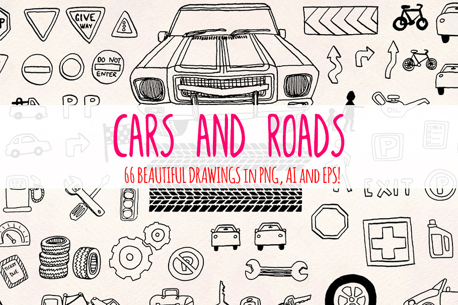 66 Cars and Road Transport Sketches in Illustrations - product preview 8