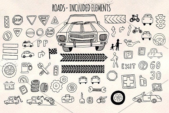 66 Cars and Road Transport Sketches in Illustrations - product preview 1