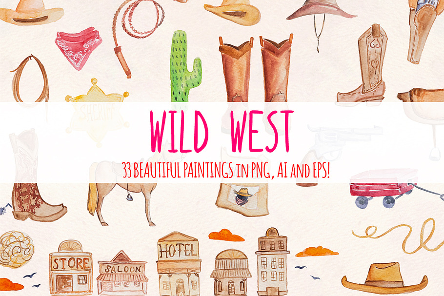Wild West 33 Cowboy Watercolour Kit