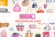 32 Womens Handbags Purses Watercolor