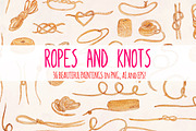 36 Ropes and Knots Watercolor Vector