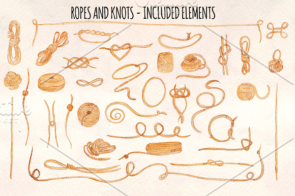 36 Ropes and Knots Watercolor Vector in Illustrations - product preview 1