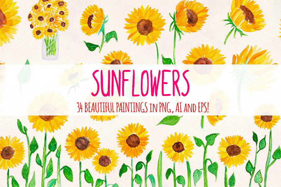 Bright Sunflowers 34 Sunny Vectors