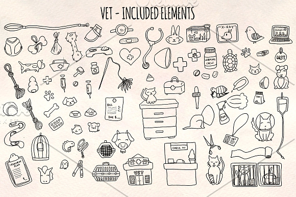 82 Vet and Animal Vector Sketches in Illustrations - product preview 1