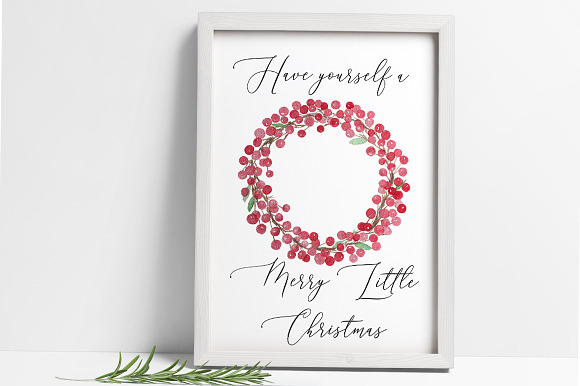 Watercolor Red Berry Wreath in Illustrations - product preview 3