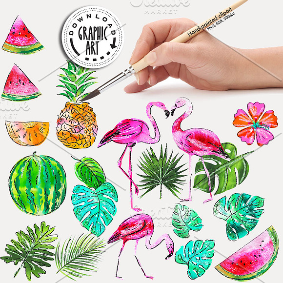 Tropical Summer Flamingo  in Illustrations - product preview 1