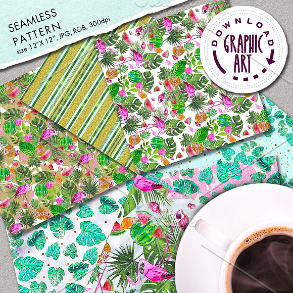 Tropical Summer Flamingo  in Illustrations - product preview 2