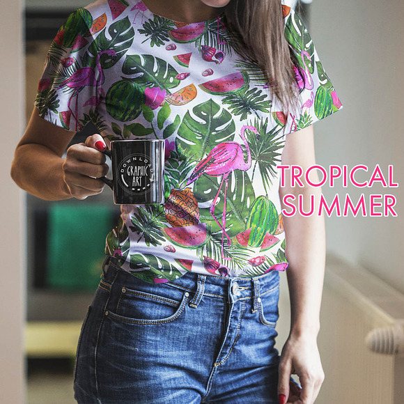 Tropical Summer Flamingo  in Illustrations - product preview 4