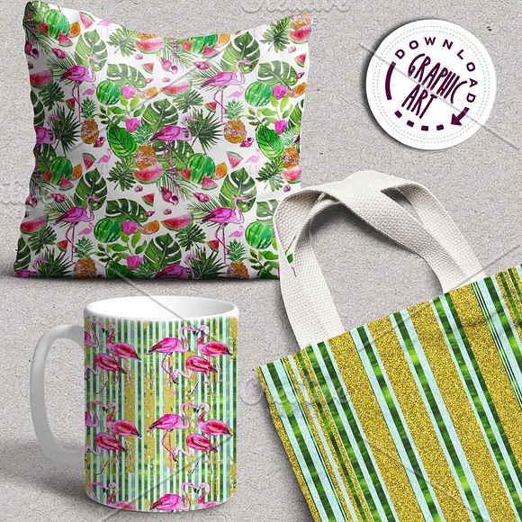 Tropical Summer Flamingo  in Illustrations - product preview 5