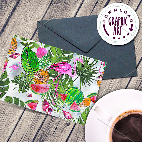 Tropical Summer Flamingo  in Illustrations - product preview 7