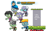 Zombies Game Character Sprites Set