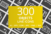 300 Objects Line Inverted Icons