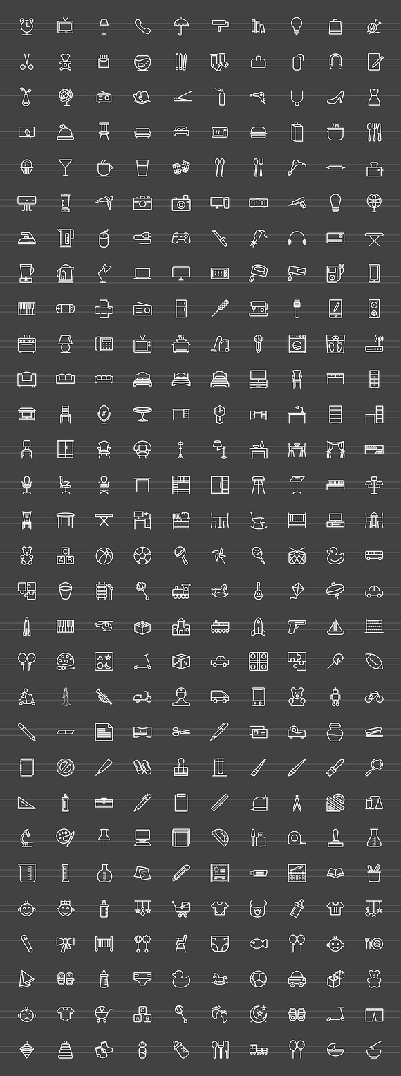 300 Objects Line Inverted Icons in Icons - product preview 1