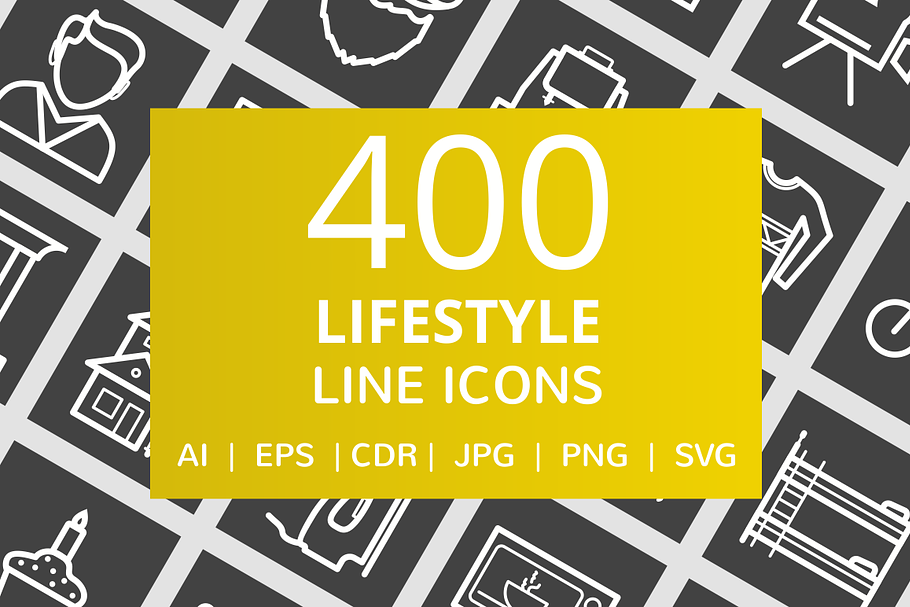 400 Lifestyle Line Inverted Icons in Graphics - product preview 8
