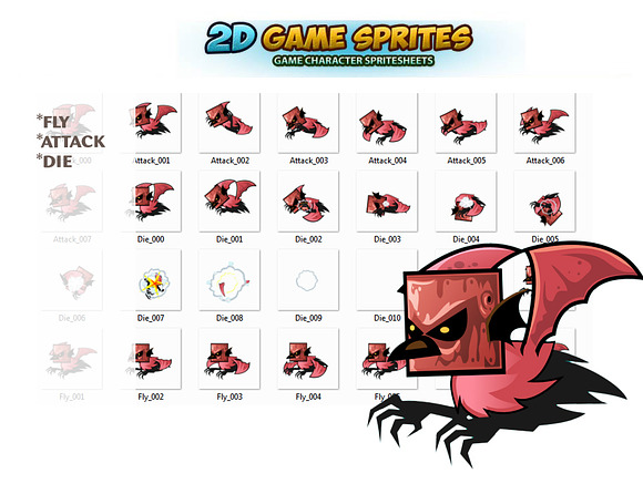 Flying Enemies Game sprites Set in Illustrations - product preview 1