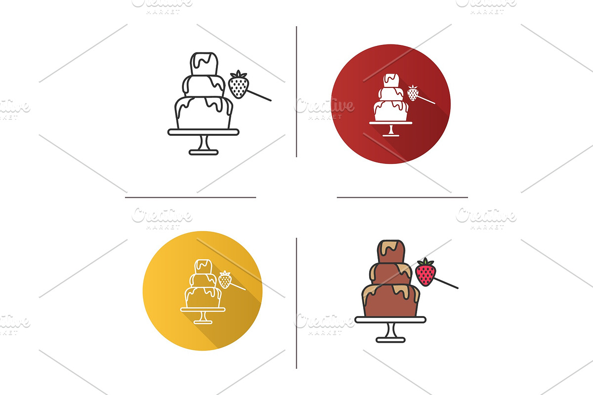 Chocolate fountain and strawberry icon in Graphics - product preview 8