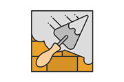 Brick wall with triangular shovel color icon