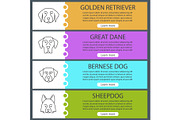 Dogs breeds web banner templates set