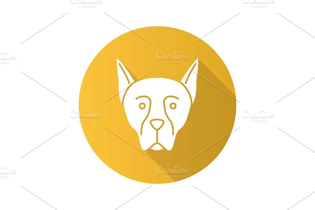 Doberman Pinscher flat design long shadow glyph icon in Graphics - product preview 8