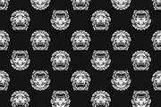 Lion Head Sculpture Seamless Pattern