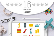 Laundry icons set in flat style