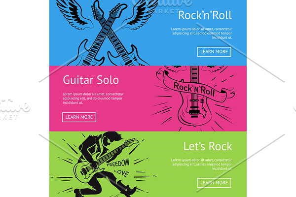 Let's Rock'n'Roll & Guitar Solo Set of Posters