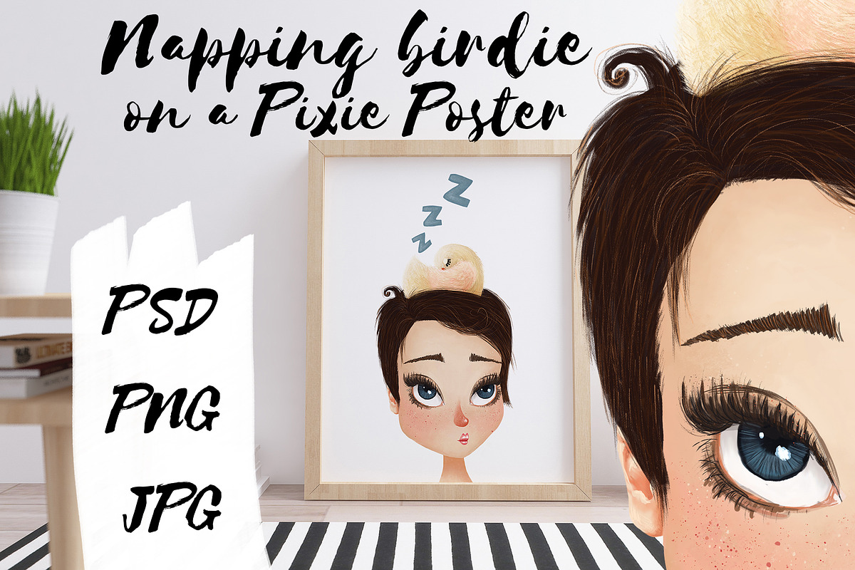 Napping Birdie on a Pixie in Illustrations - product preview 8