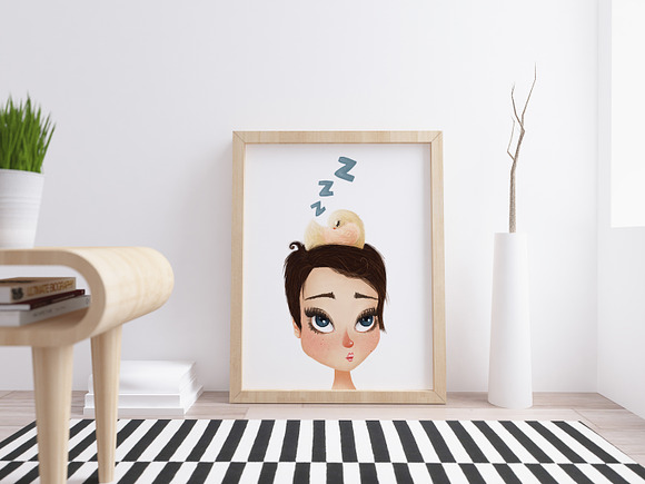 Napping Birdie on a Pixie in Illustrations - product preview 1