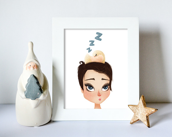 Napping Birdie on a Pixie in Illustrations - product preview 3