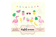 Pink Flamingo Party Clipart