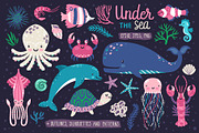 Cute sea animals and patterns