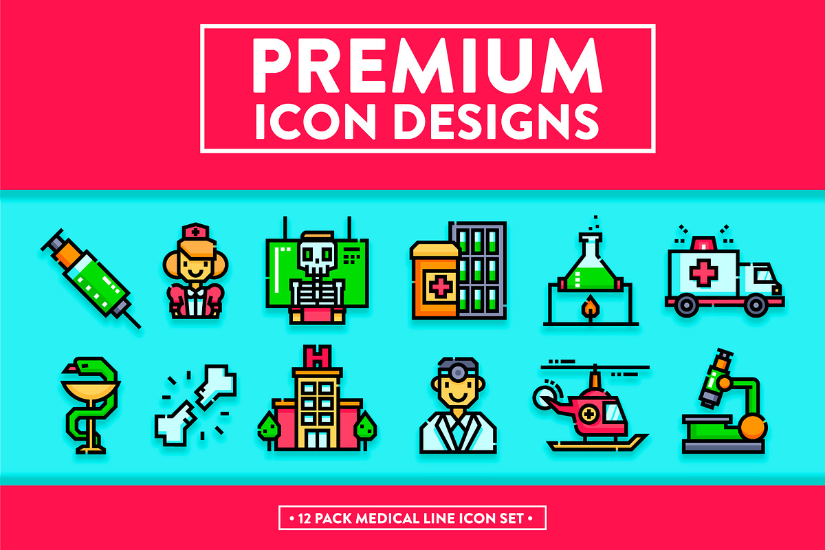 12 Pack Medical Line Icon Set in Graphics - product preview 8