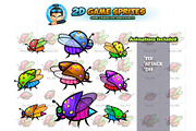 Flying Bugs 2D Game Sprites Set