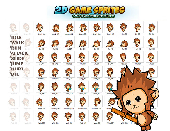 Monkeys 2D Game Sprite Set in Illustrations - product preview 1