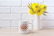 White coffee mug mockup with Golden 