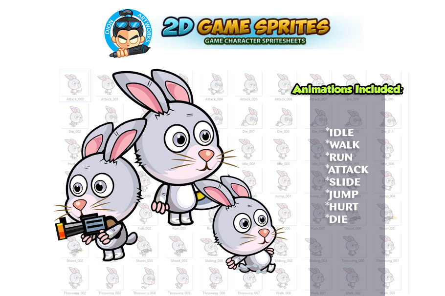 Rabbit 2D Game Sprites in Illustrations - product preview 8