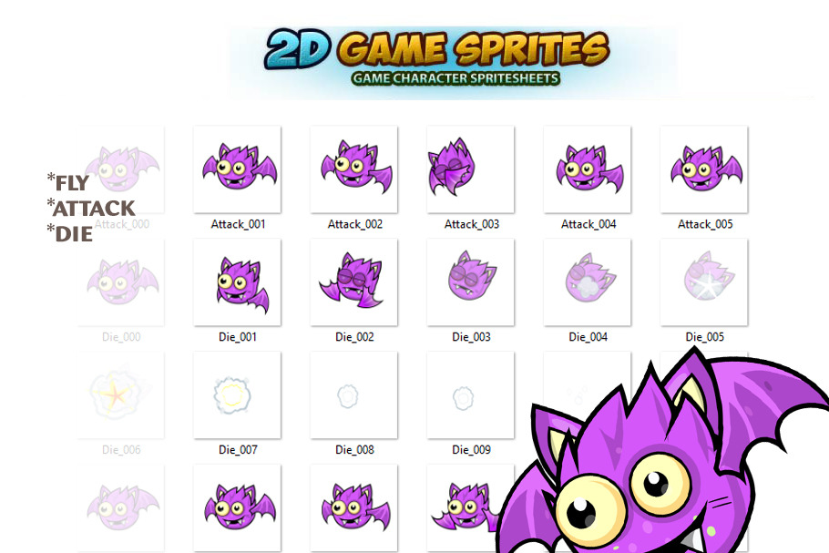 Flying Monster Game Sprites in Illustrations - product preview 8