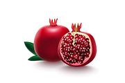  Whole Pomegranate with Half Vector