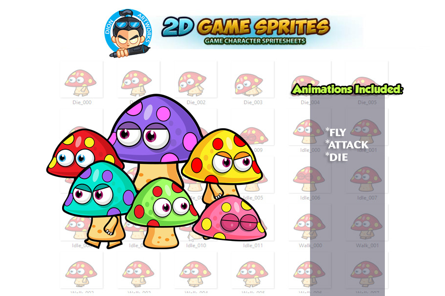 Mushrooms 2D Game Sprites in Illustrations - product preview 8