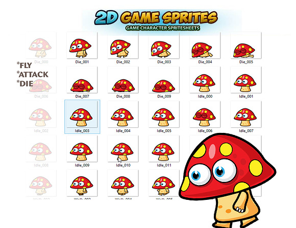 Mushrooms 2D Game Sprites in Illustrations - product preview 1