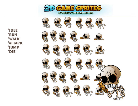 Skull Warriors 2D game Sprites in Illustrations - product preview 1